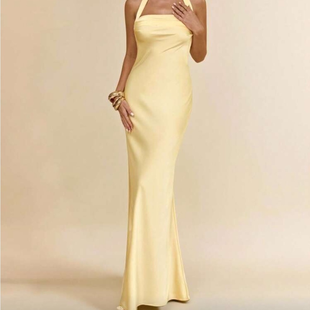 SHEIN Strapless Yellow Maxi Dress